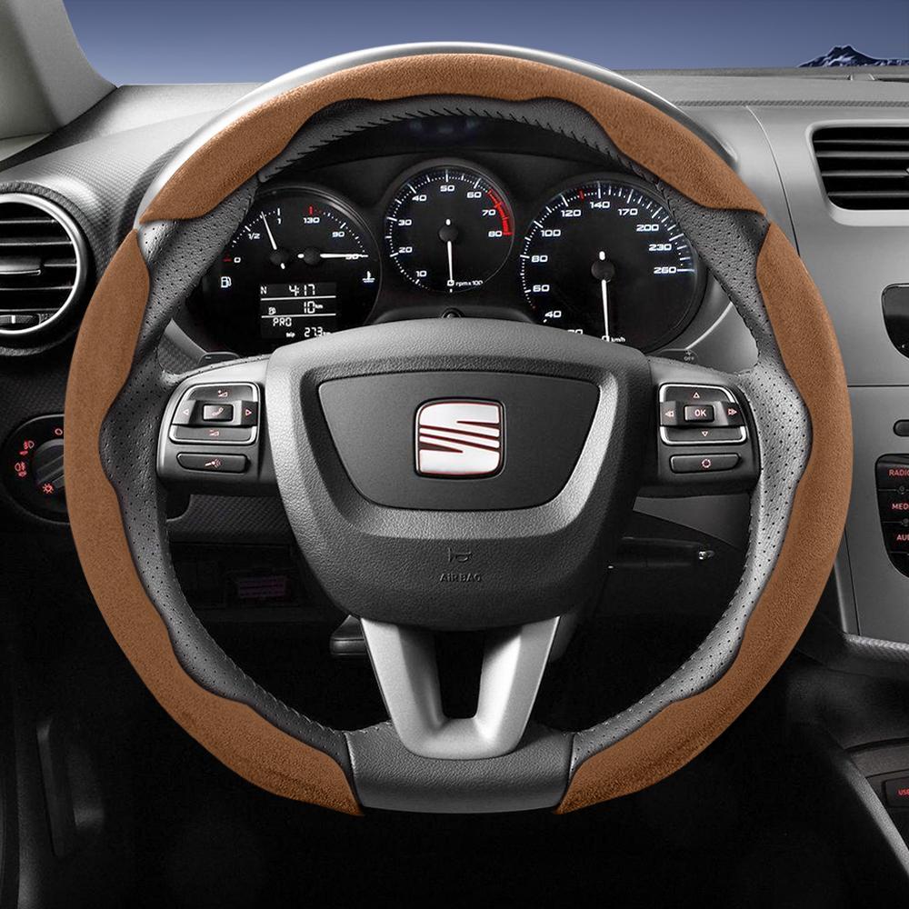 Suitable for Seat Sports Suede Steering Wheel Cover, Split Snap-On Type, Non-Slip and Durable, for Ibiza, Arona, Leon Sportstourer, Ateca and  ujm690