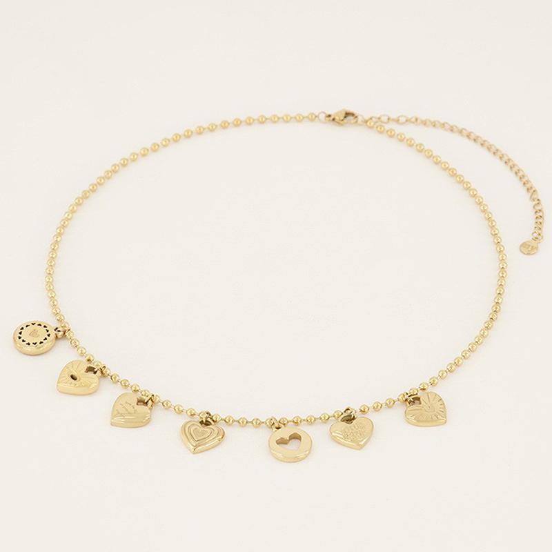 Collana a Catena con Ciondolo a Forma di Cuore in Acciaio Inossidabile, Fascino Geometrico, Resistente all'Acqua, Chic, Popolare, Gioiello Romantico, Regalo