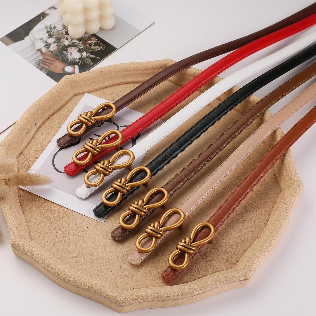 2025 New Retro Vintage Gold Designer Belt Genuine Leather Women Fashion Belt Knot Buckle Waistband Cummerbund for Dress Jeans