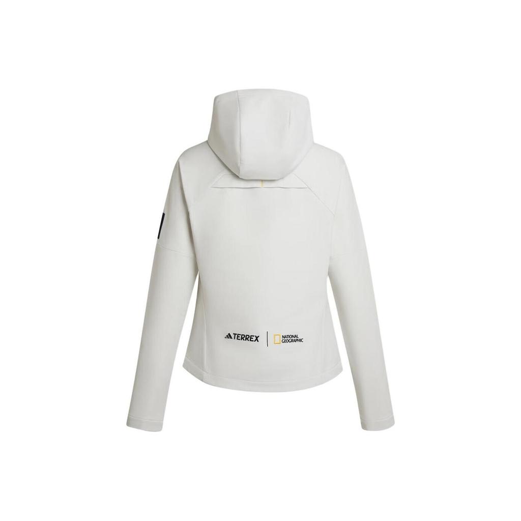 Adidas X National Geographic Co-branded NG W CW Soft Shell Hooded Jacket, Women Outdoor Sports Long Sleeve Outerwear KE6437