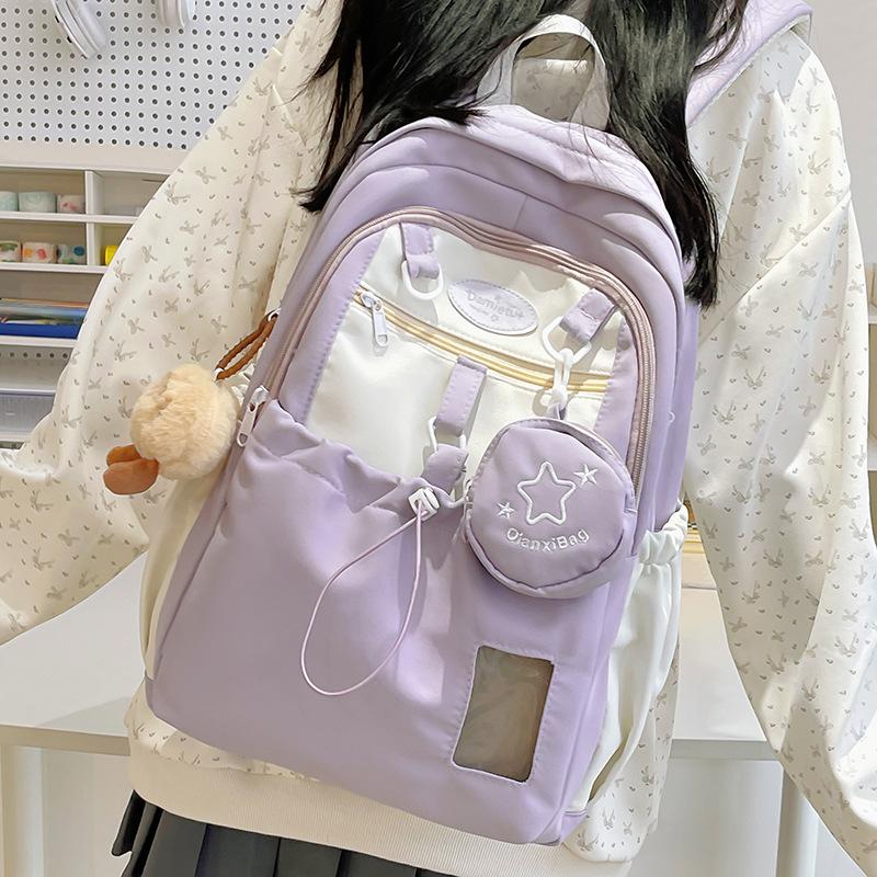 College Junior high school student schoolbag Japanese high school student contrasting color large capacity backpack cute little fresh girl backpack