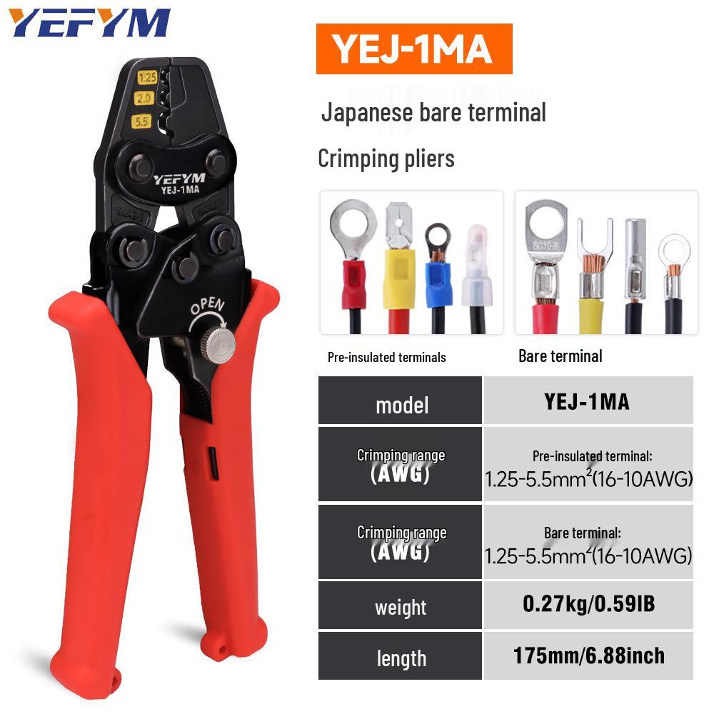 YEJ-1MA Multifunctional Ratchet Crimping Pliers for Pre-Insulated and Bare Terminals YEJ-1MA