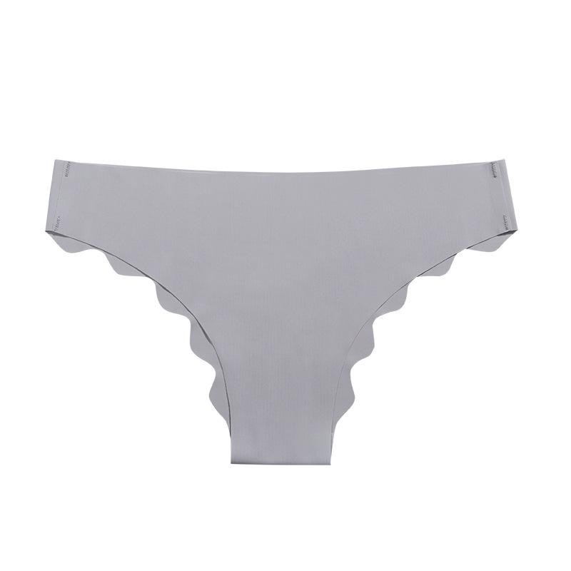 Ladies Spring and Summer Simple Wave Edge Solid Color Speed Dry Ice Silk One Piece Type Low Waist No Trace Briefs