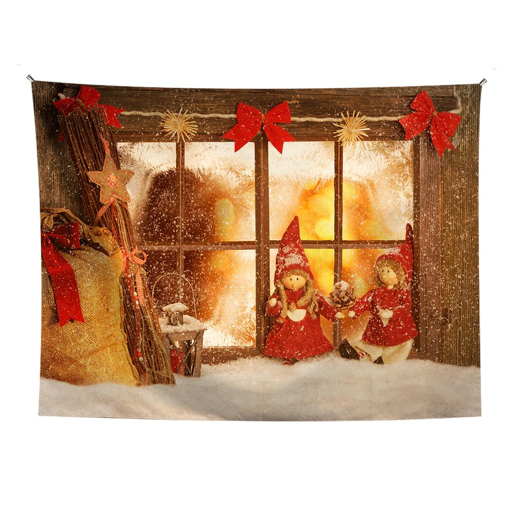 Wohnkultur Frohe Weihnachten Schneeschuh Baum Santa Claus Santa Claus Geschenke Gedruckt Polyester Faser Wand Hängen tapeçaria de natal