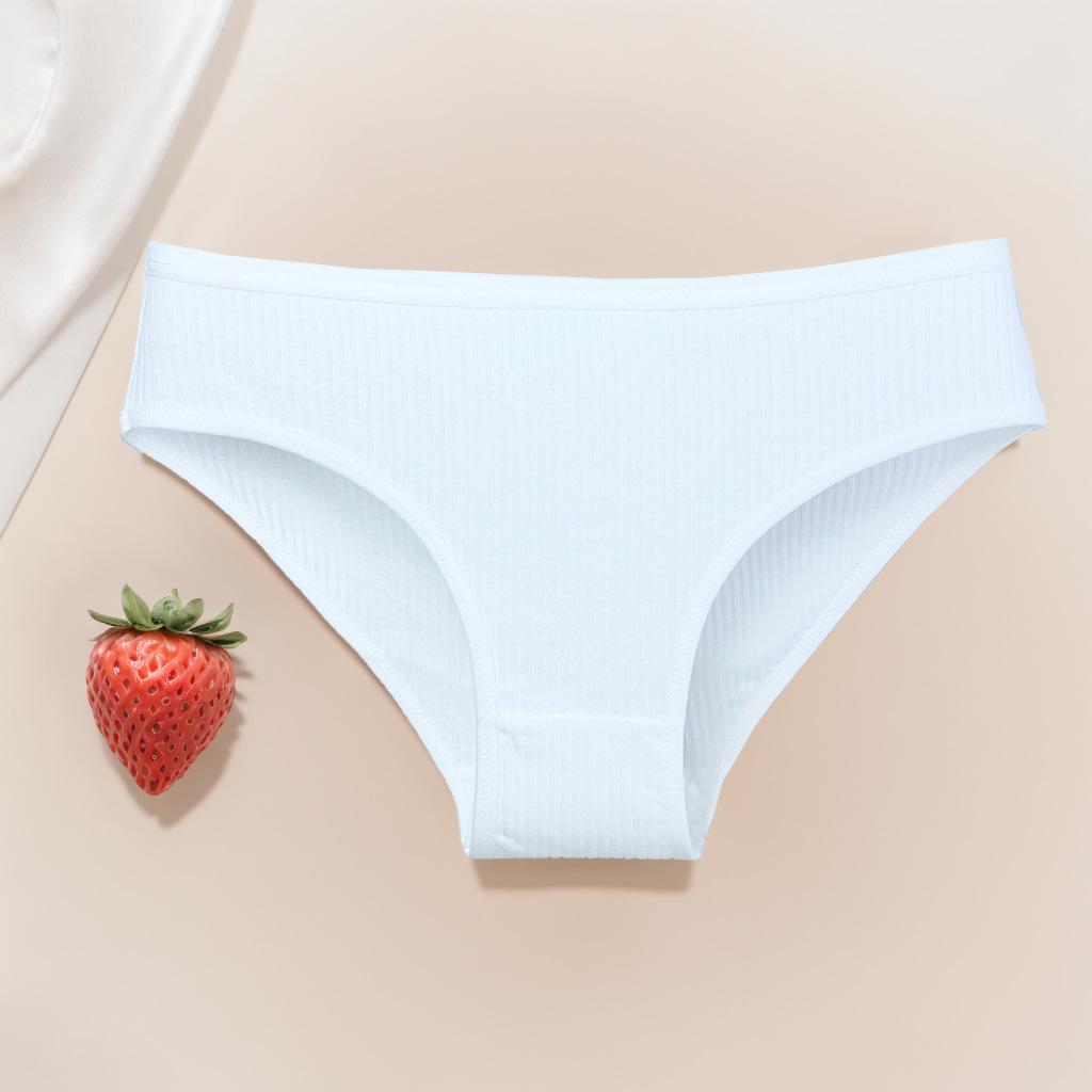 Dámské žebrované kalhotky z čisté bavlny - Prodyšné, k pokožce šetrné trojúhelníčkové prádlo