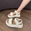 Fashion Women Summer Sports Sandals Thick-soled Increased Plaid Roman Shoes With  Casual RoundToe Comfortable Felmale Flat Sandals