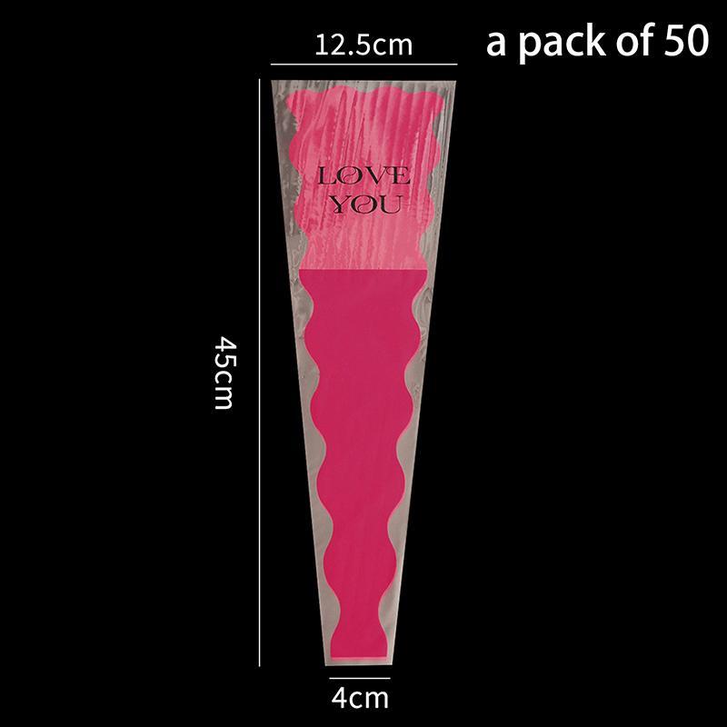 50 Pcs Iridescent Single Rose Sleeves DIY Transparent Flower Wrapping Bag Floral Material Packaging Waterproof