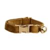 Velvet Light Coffee Cat Collar with Cute Bell and Scarf