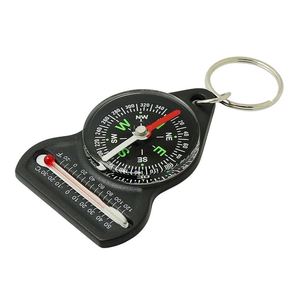 Convenient Compassing Thermometer Temperature Gauge with Keychain Perfect for Outdoor Explorations Reliable Navigation