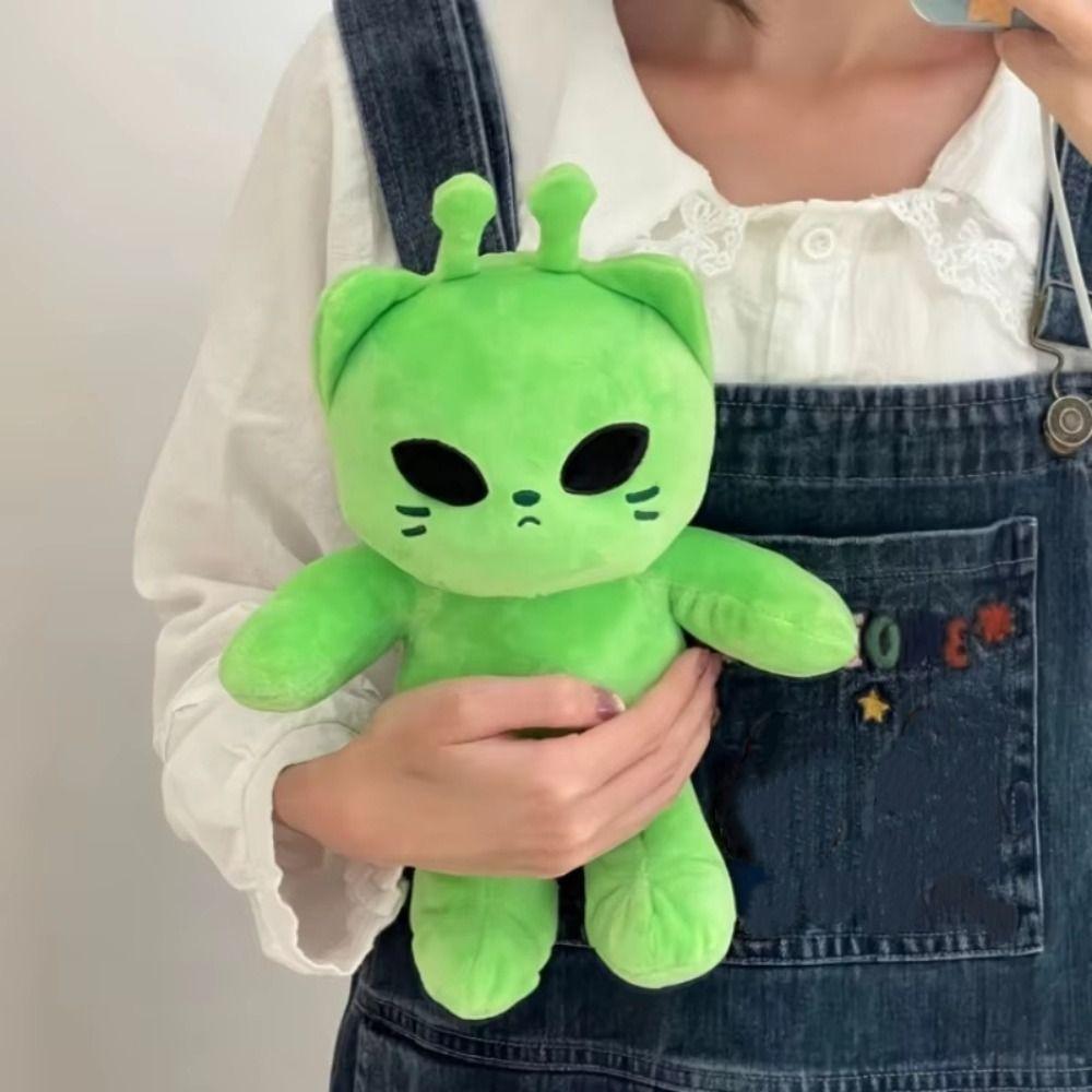 Stuffed Animal Kitten Plushie Dolls Green Space Cat Plushie Alien Cat Plush Toy for Friends