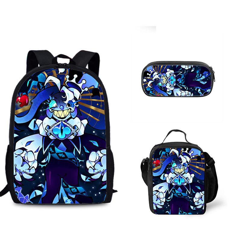 Biscuit Game Student Backpack Three Piece Set Shadow Milk Cookie Peripheral Children's Backpack Meal Bag Pencil Case Set