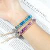 6mm Natural Stone Woven Bracelet Cylindrical Tiger Eye Colorful Striped Agate Bangle Adjustable Square Metal Clasp Handmade Gift