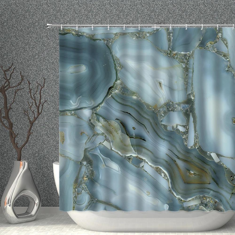 Geometric Marble Shower Curtain Bathroom Irregular Colorful Modern Family Bathroom Screen Bath Decor Backdrop Curtain Multi Size