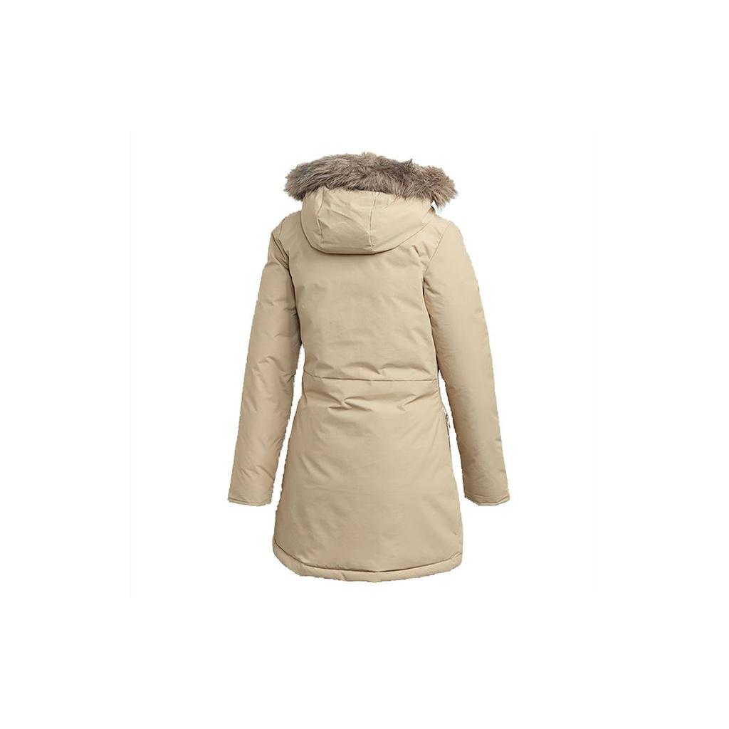 Adidas Xploric Warm Mid-Length Cotton Coat, Women Solid Color Casual Outerwear, Comfort Thickened Khaki Windproof Daily Coat GE7790