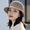 Women Basin Hat Flower Bow Decor Wide Brim Summer Bucket Hat Face-Slimming Outdoor Travel Beach Hat Headwear