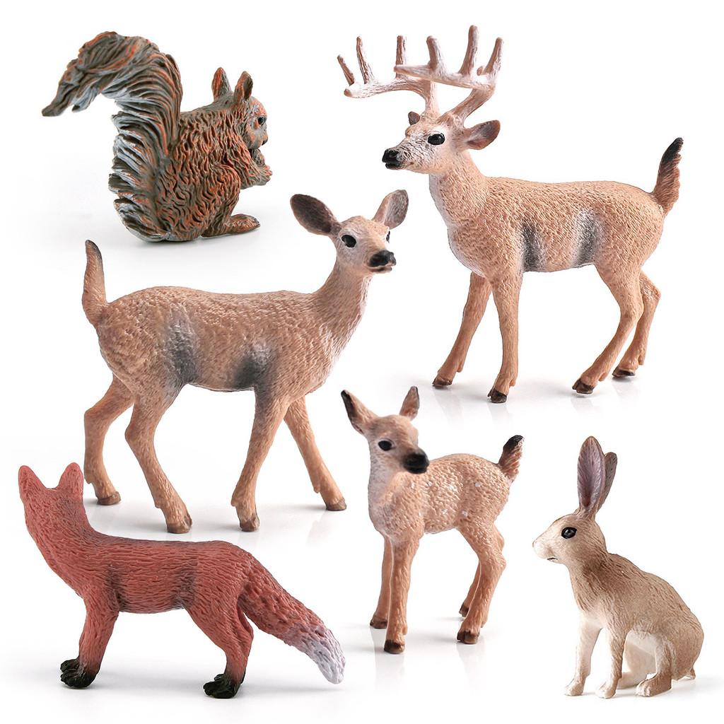 Forest Wildlife Pvc Animal Decor Set With Realistic Squirrel Fox Rabbit Deer For Holiday Home Decoration