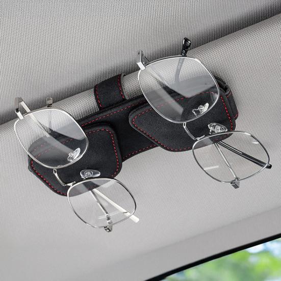 Car Glasses Clip Magnetic Double Clip for Car Sun Visor Easy Install Auto Sunglass Holder Organizer for SUV Sedan Truck Holds 2 Pairs Glasses Cards