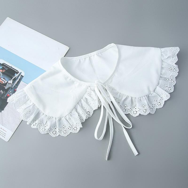 Koreansk Stor Revers Avtakbar Krage for Kvinner Genser Topp Falsk Krage Sjal Skuldersjal Dekor Falske Krager Slips