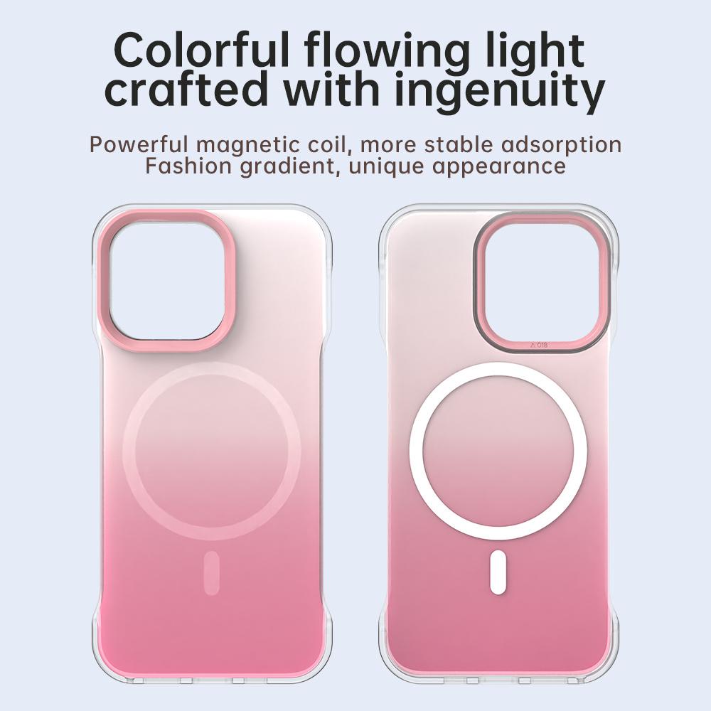 For iPhone 13 Pro Max Magnetic Case Gradient Design Borderless IMD TPU+PC+PET Phone Cover