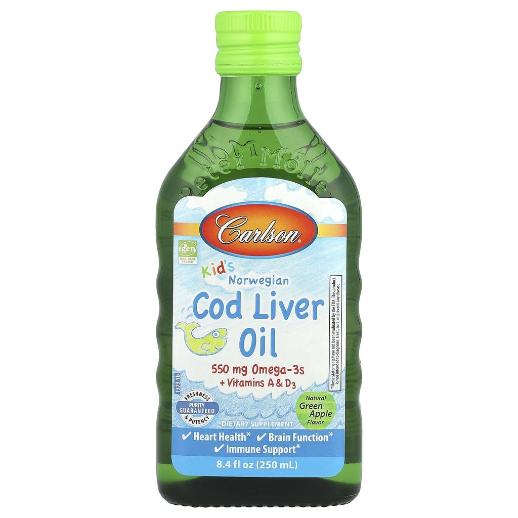 Children's, Norwegian Cod Liver Oil, Natural Green Apple Flavor, 250 Ml (8.4 Fl Oz)