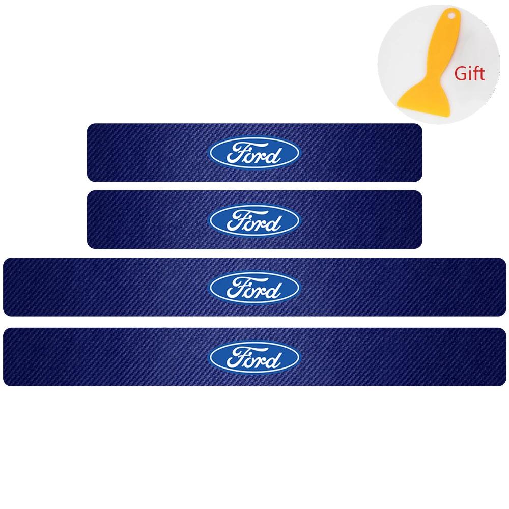 Car Sticker 2025 Hot Car Styling 4pcs Carbon Fiber Auto Door Sill Protector Stickers For Ford Focus 2 3 4 Mondeo Fiesta Ecosport