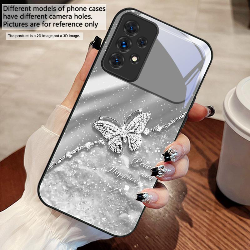 An elegant blue butterfly For Samsung A73 72 71 A70 56 55 54 A53 52 51 50 42 A35 A34 33 32 31 26 25 24 23 22 30 glass phone case