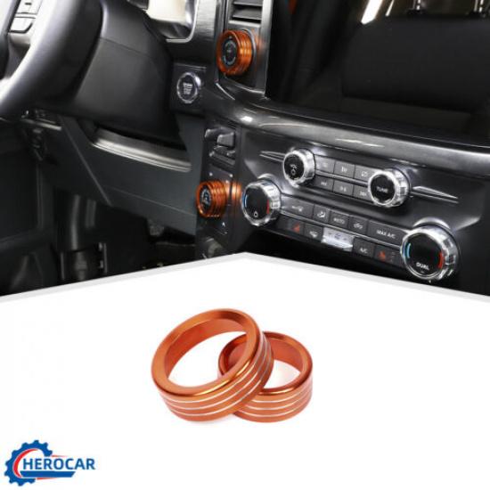 Center Control Dash 4WD/Trailer Switch Knob Rings Cover Trim For F150 21+Orange