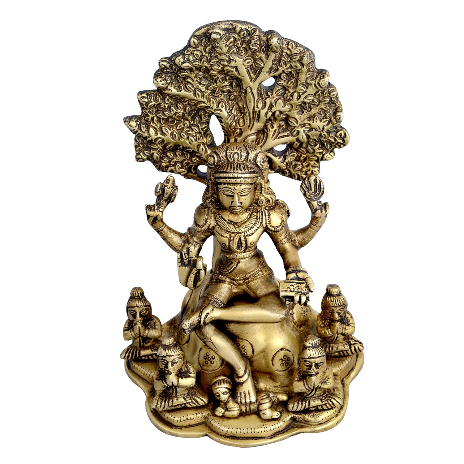 

Lord Shiva As Dakshinamurthy Idol, Guru Shiva Statue, Brass, Gold - 7 Inches