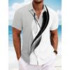 2025 Summer Men's Geometric Line Abstract Art Shirts Short Sleeve Tops Casual Shirts Turndown Casual Shirt Button Up Shirts