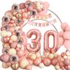 Rose Gold Birthday Party Balloon Garland Arch Kit with Birthday Banner 18 30 40 50 Birthday Party  Decoration Birthday Balloon