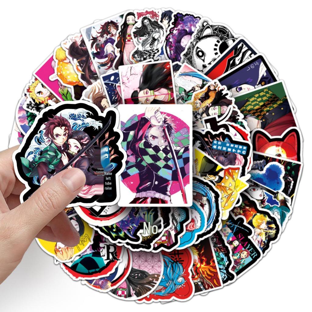Set of 50 Demon Slayer Anime Stickers for Suitcase, Laptop, Car, Fridge, and Phone Decor.