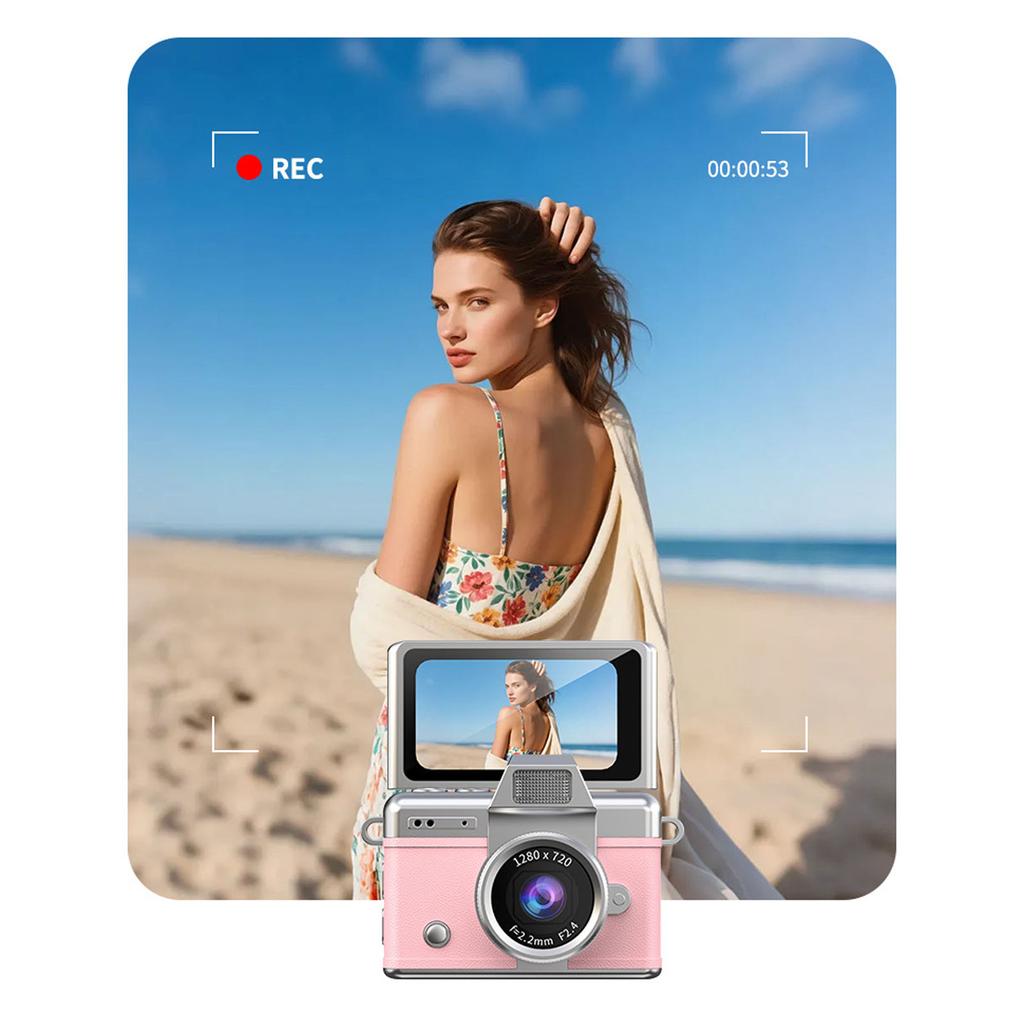 Palm Size Camera with Wide Angle Lens 1.47 Inch 180 degrees    Screen 1080P Re able Retro Camera for Campus Cycling Pets