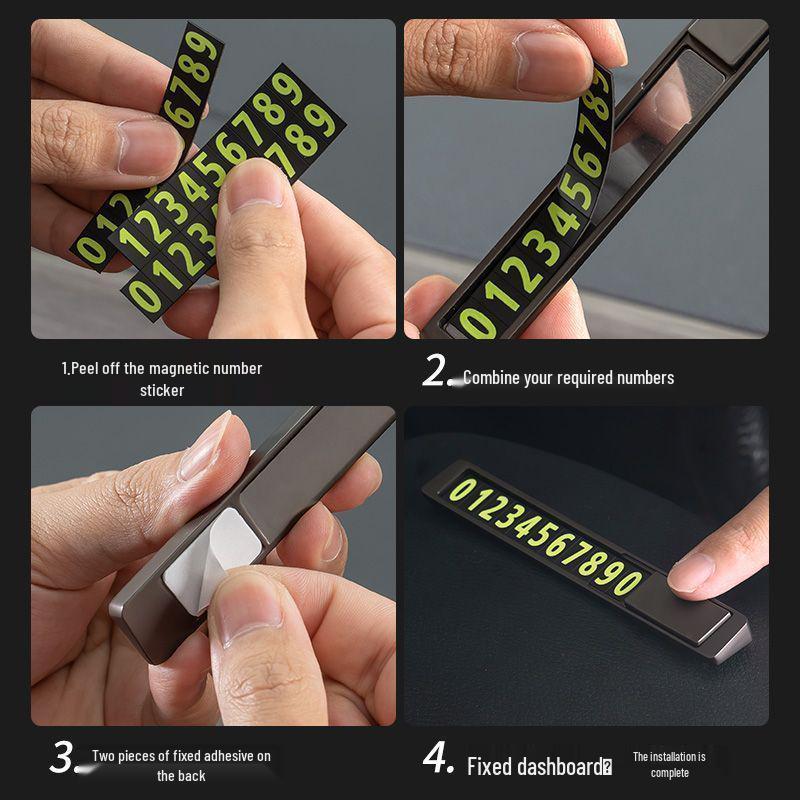 Döljbar Magnetisk Temporär Parkeringsskylt för Telefon – Värmebeständig Metall Bilnummerplåt Ornament.