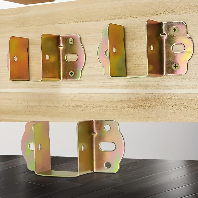 Heavy-Duty Metal Bed Support Bracket Set with Screws - Easy to Install, Strong Corner Support Hooks, Suitable for Furniture
