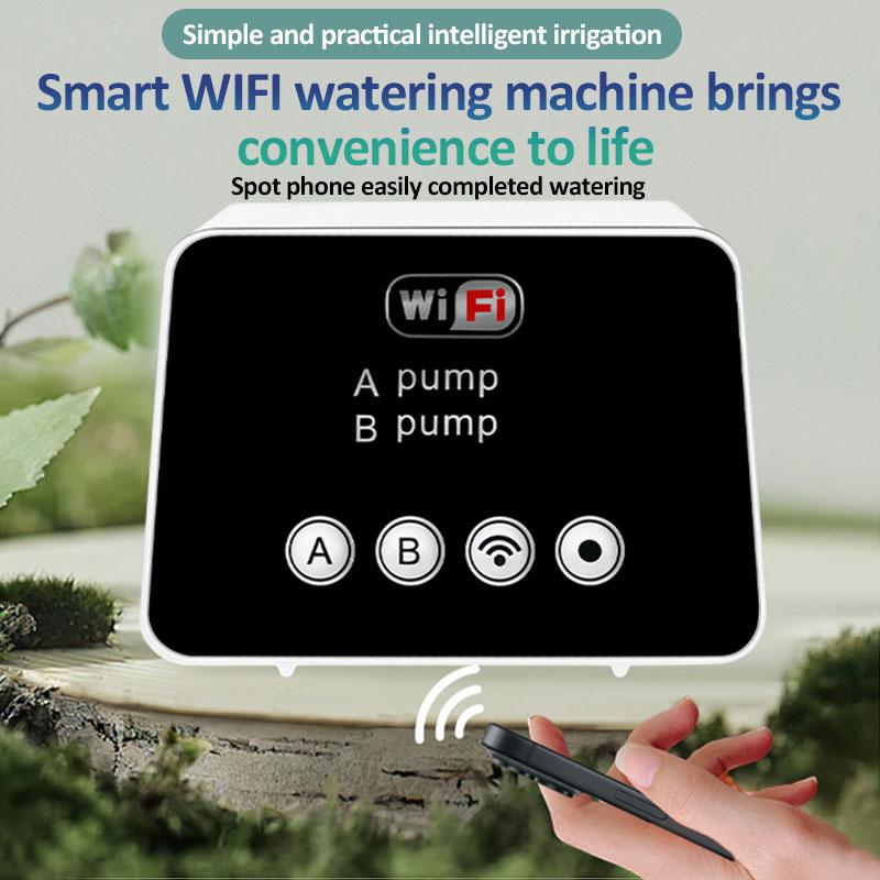 WIFI Intelligenssystem för Trädgårdsbevattning Dubbelpump Automatiskt Justerbart Droppbevattningssystem Fjärrstyrning via APP Växtbevattning