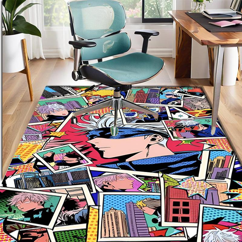 Jujutsu Kaisen Pattern Rug, Indoor/Outdoor Mat, for Picnic, Gameroom, Bedroom, Office, Living Room, Home Decor Carpet, Birthday Gift