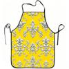 1pc Baroque Floral Yellow Silver Print Apron, Durable and Easy To Clean, Adjustable Waistband, Polyester Material, for Kitchen Cooking, Gardening, Orc