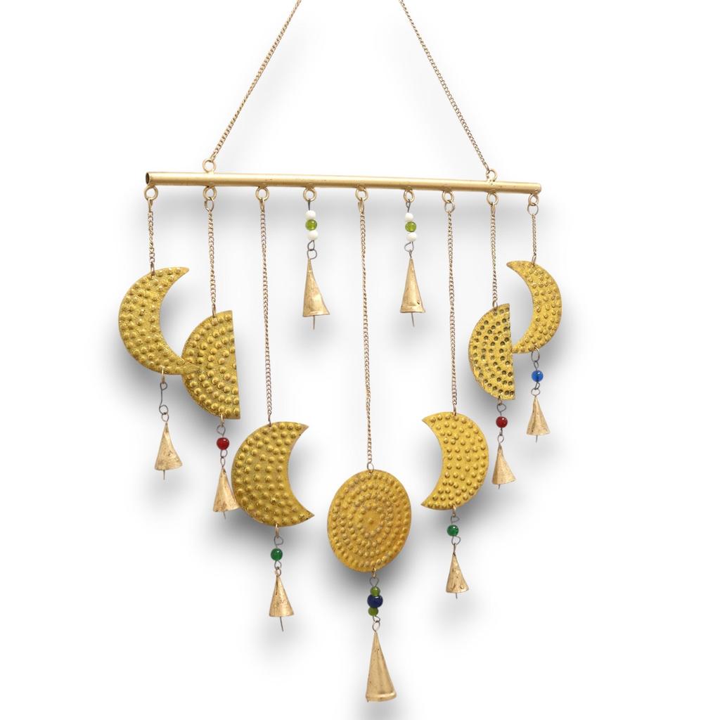 Brass Moon Phase Wind Chimes Indian Handcrafted