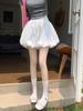 Women's High-Waisted Black & White Puffball Pleated Summer Shorts