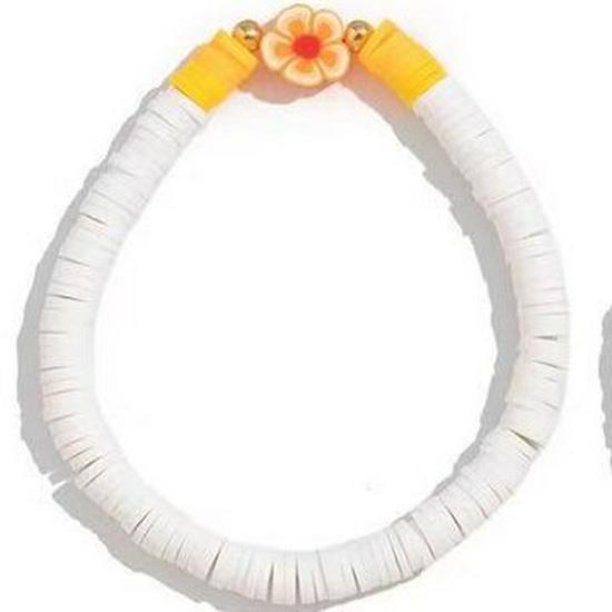 Bohemian Colorful Floral Polymer Clay Elastic Bracelet Set