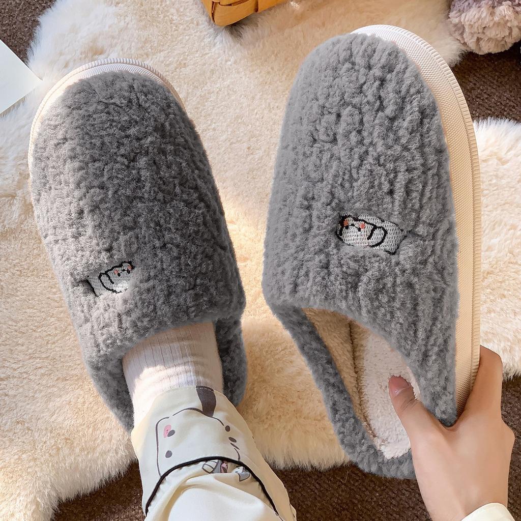36-49 Men Women Cotton Slippers for Home, Anti Slip Warm Fuzzy Indoor House Slippers for Autumn Winter