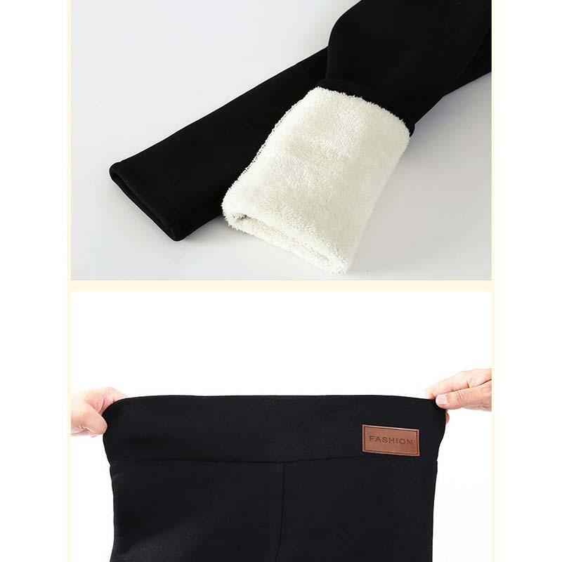 Women Winter Lamb Fleece Seamless Thermal Leggings High Waist Thick Simplicity Comfortable Solid Elastic Pants