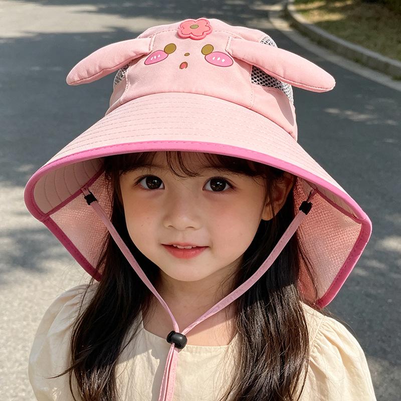 Children's Wide Brim Sun Hat with Shawl - Cute Summer Protection for Boys and Girls