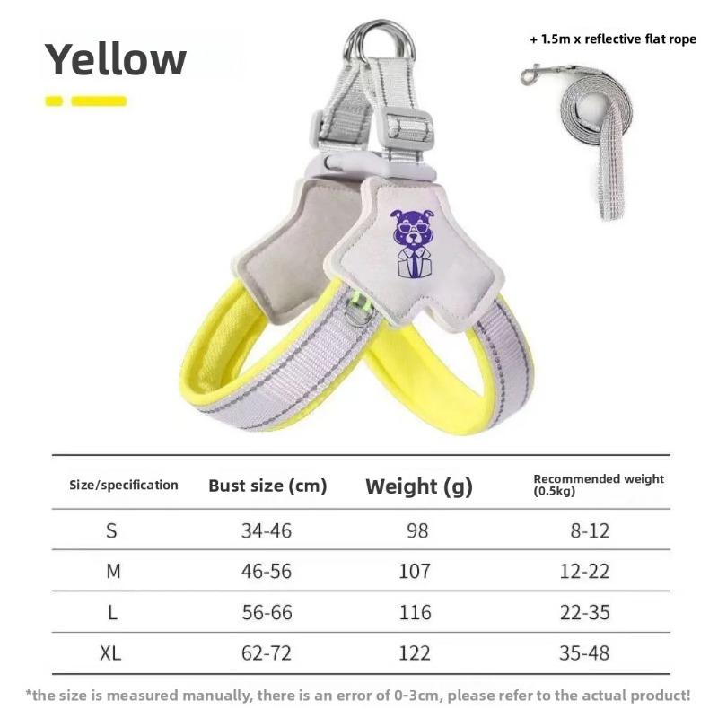 

Собачий поводок, Поводок-жилет для выгула собаки, Тедди, Французский бульдог, Корги, Собака среднего размера, Маленькая собака, Петля для груди питомца XL жёлтый