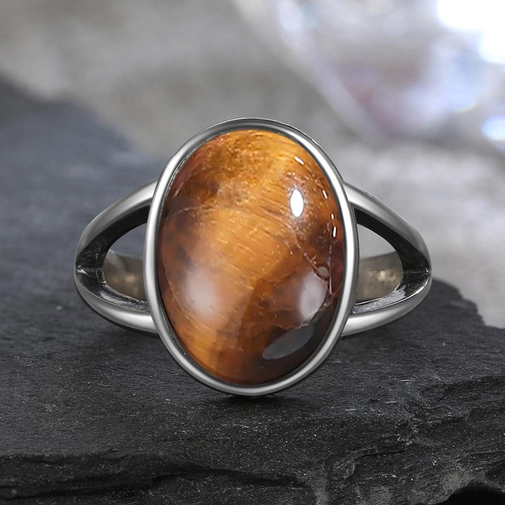 Sterling Silver Ring With Natural 10*14mm Moonstone Rings Oval Large Stone Vintage Fine Jewelry for Women Men