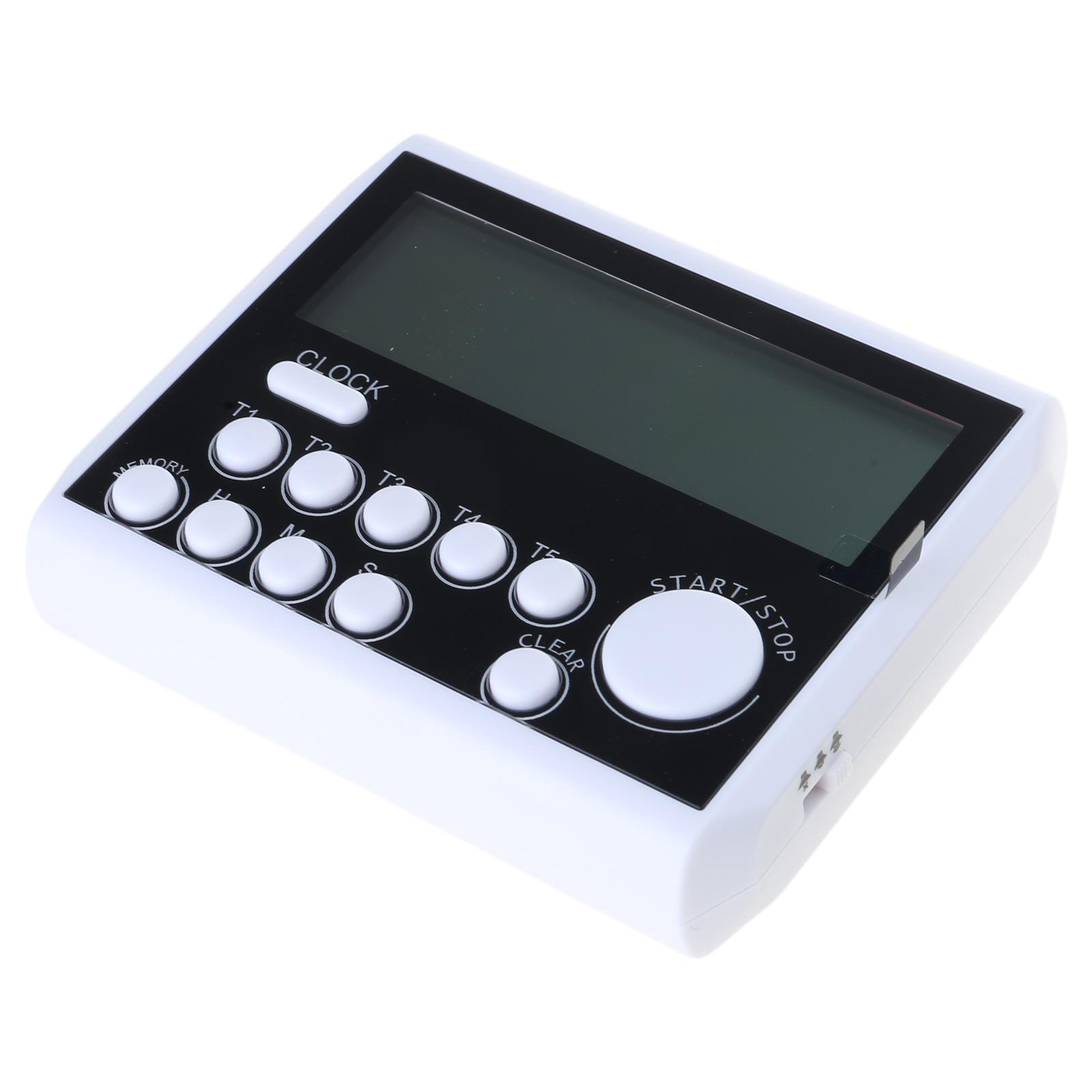 

5-канальный цифровой кухонный таймер с часами и большим ЖК-дисплеем, таймер для приготовления пищи с магнитной подставкой, эффективный таймер обратного отсчета