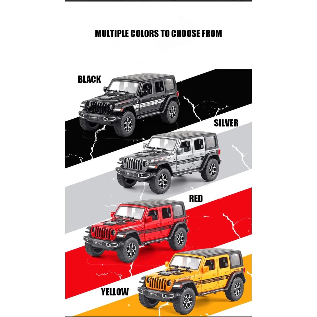 1/22 Scale Jeeps Wrangler Pickup Off-road Vehicle Alloy Model Car Simulation Sound and Light Diecast Metal Toy Collection Gift for Boy