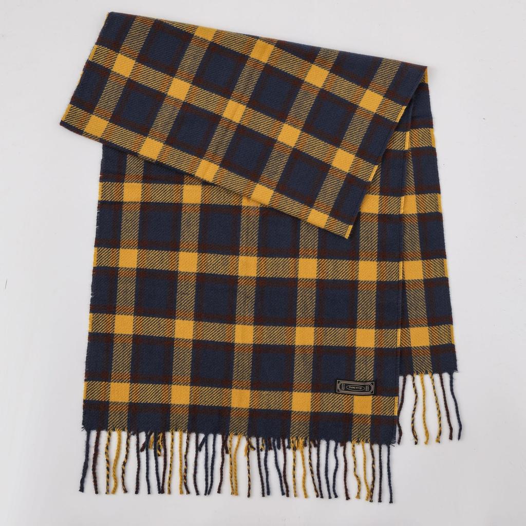 Winter new versatile plaid scarf women's color matching warm fringed scarf checkerboard high-end imitation cashmere scarf