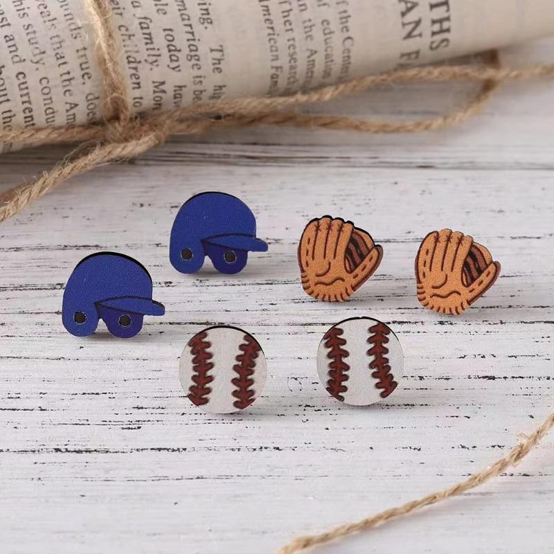 For baseball, baseball cap, gloves, earrings, earrings, sports style, acrylic material, small and exquisite, daily leisure hundred
