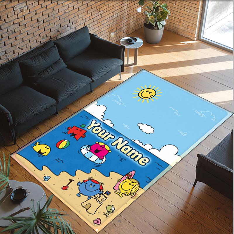 Personalized Crystal Velvet Carpet Custom Name Text,Mr. Men & Little Miss Anti Slip Area Rug For Home Decoration